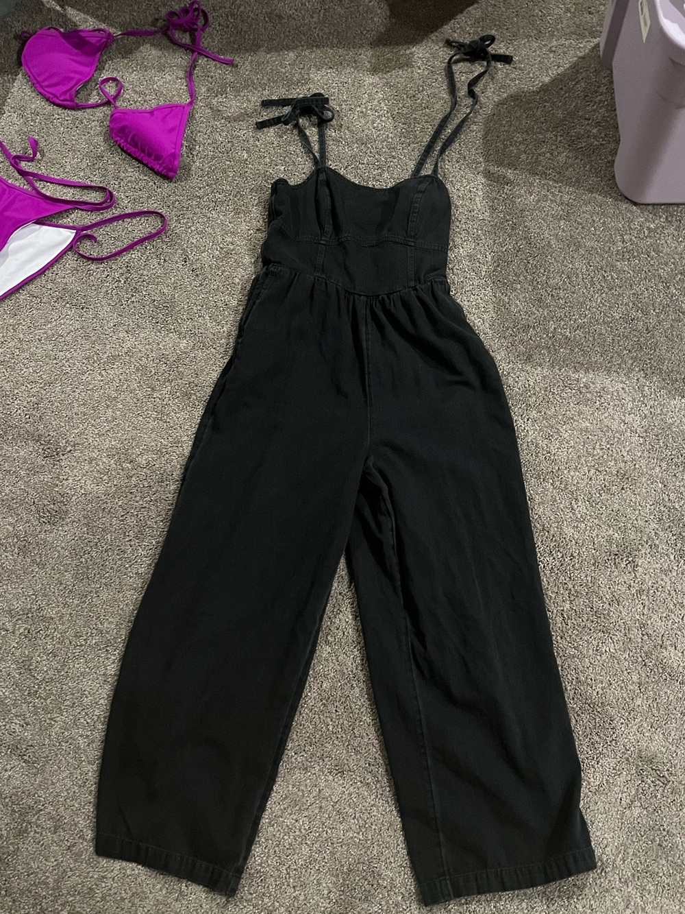 Old Navy Black Tie-Shoulder One-Piece Jumpsuit, Small